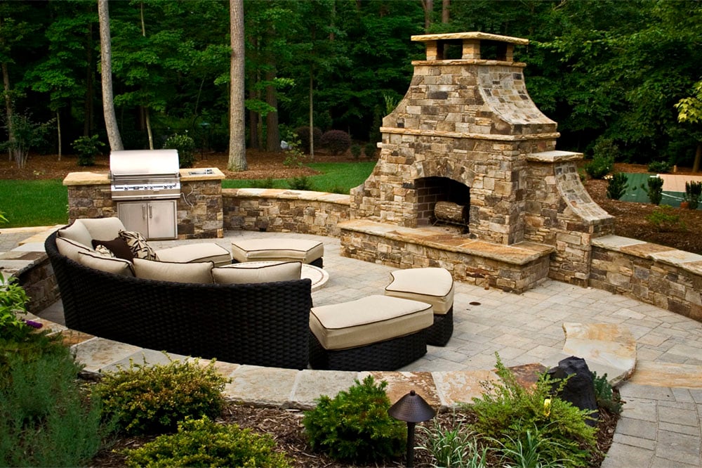 Arched Front Outdoor Fireplace